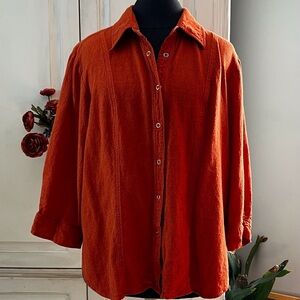 Coldwater Creek Orange Casual Button Down Shirt